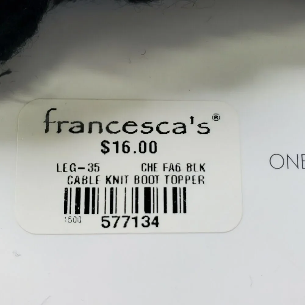 Francescas Boot Cuff Black Cable Knit Boot Topper Tassel New One Size